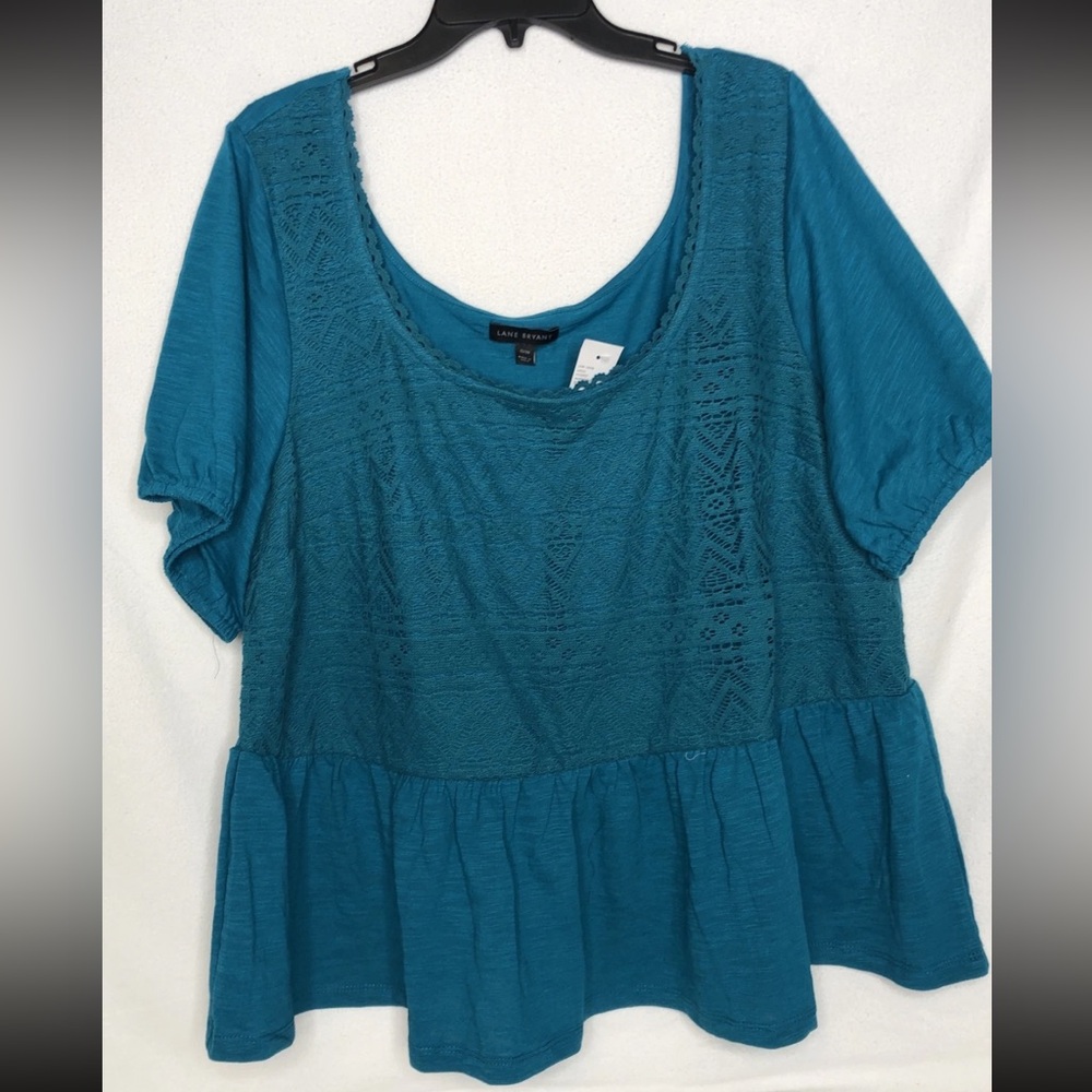 Lane Bryant 22/24 Teal Short Sleeve Shirt NWT